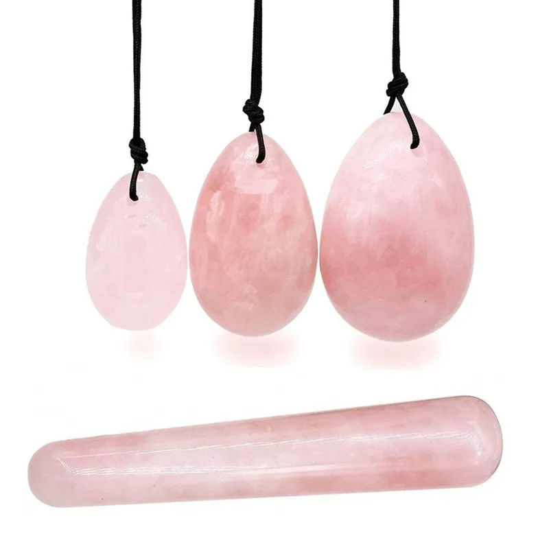 

Natural Rose Quartz Yoni Egg Kegel Exerciser Jade Massager Exerciser Maternity Vaginal Massage Crystals Wand