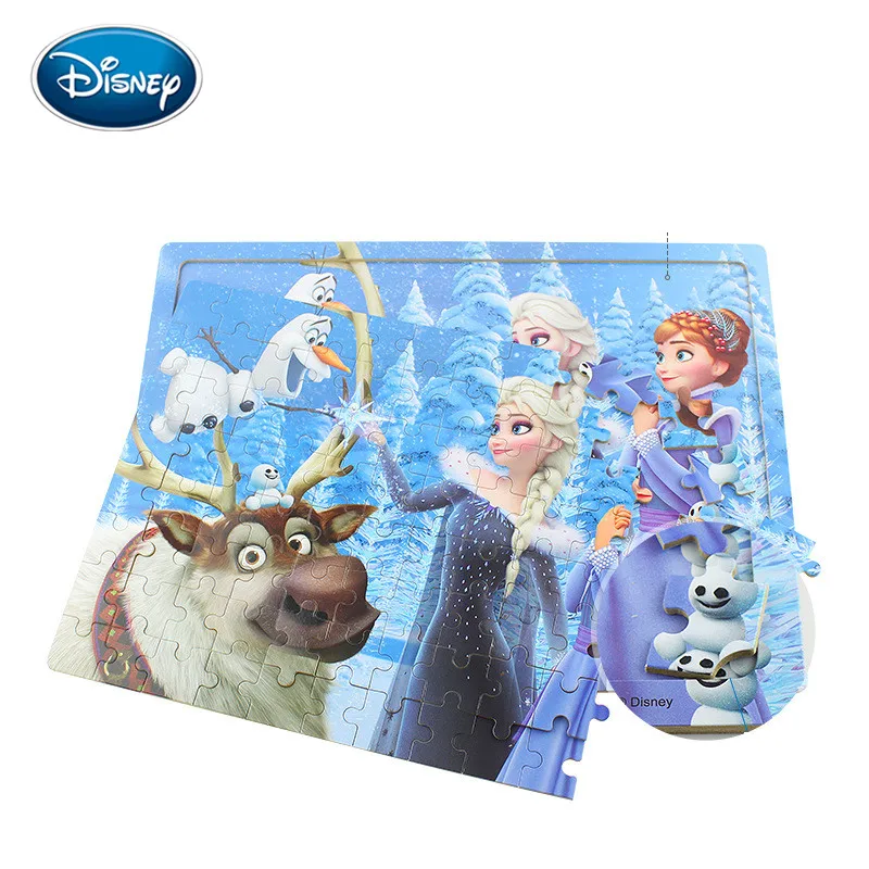 

Disney 96pcs wooden box puzzle Mickey/Frozen/Disney Princess/Super Flying Man/Sophia Princess cartoon pattern flat toy puzzle