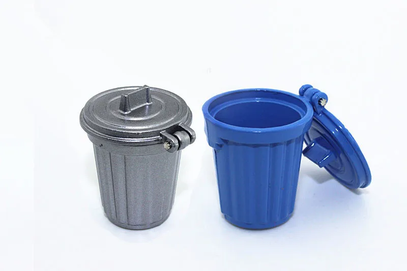 

1:12 Dollhouse Miniature Accessories Metal Mini Garbage Dustbin Trash Can Simulation Kitchen Furniture Toys