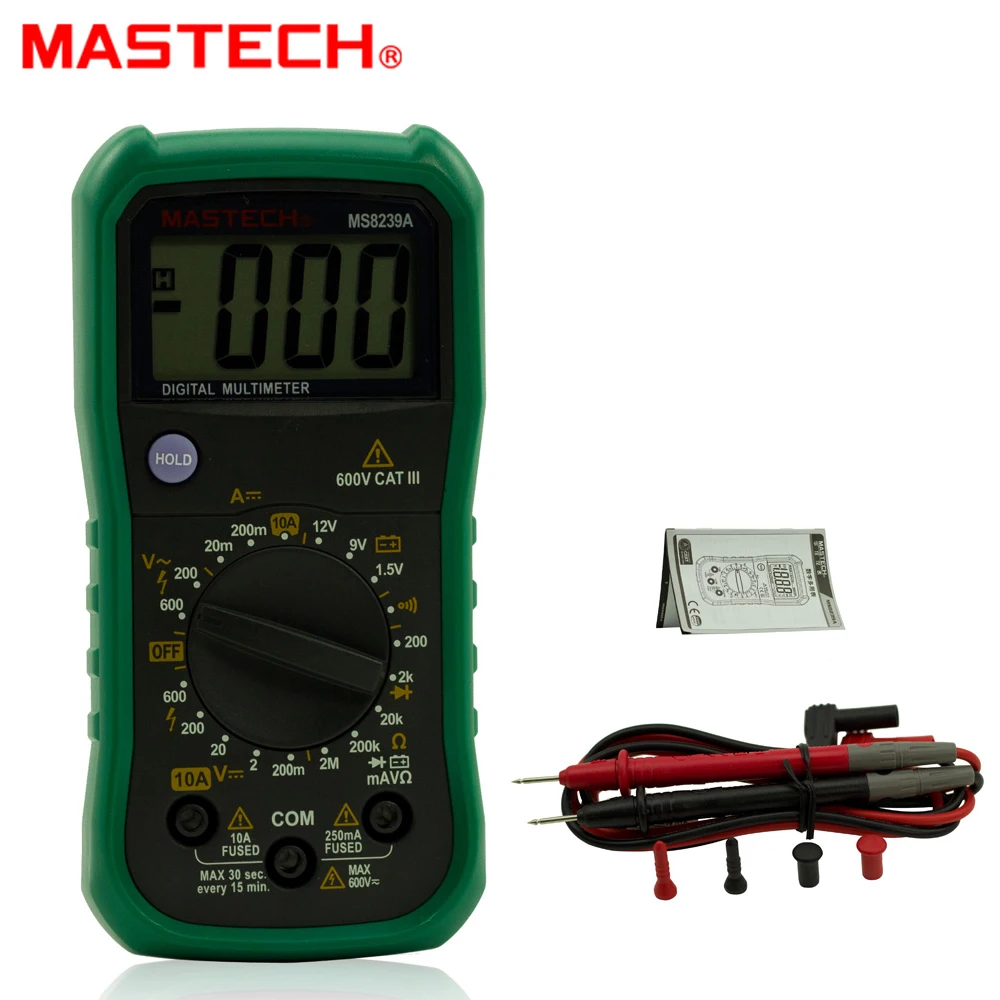 

MASTECH MS8239A Mini Digital Multimeter AC/DC Voltmeter DC Ammeter Ohmmeter w/ Battery Tester