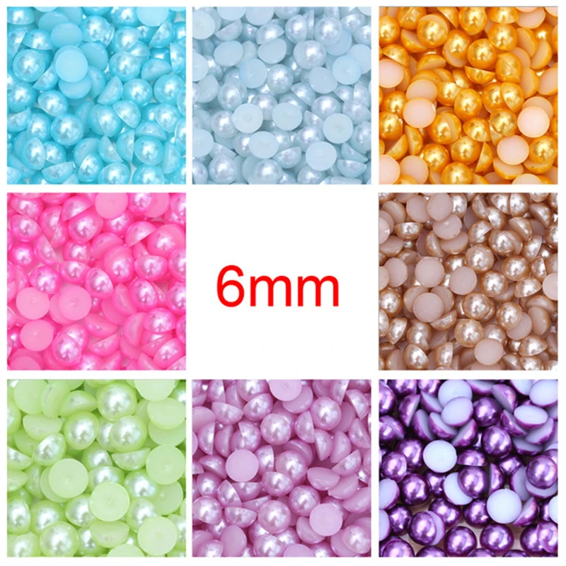 500pcs 3mm Half Round Acrylic Imitation Flatback Pearl Beads diy mobile Nail Stickers Nail Art  Jewelry Accessories (55)