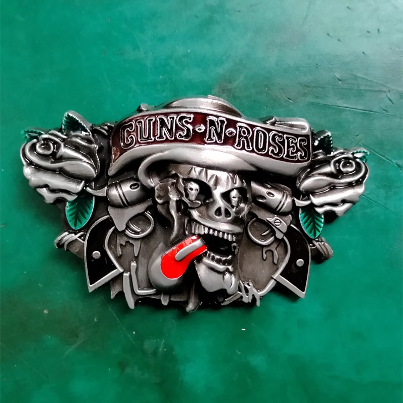 1 Pcs Guns N Roses Skull Rock Music Cowboy Belt Buckle For Men Women Western Cowgirl Belt Head