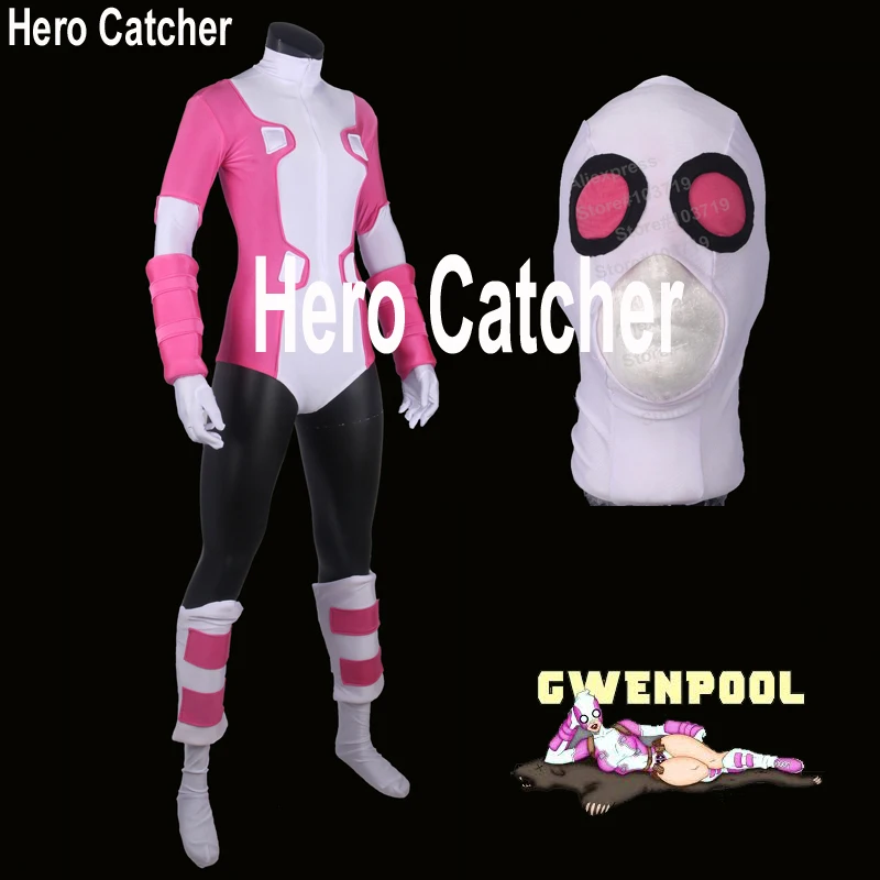 Костюм гвенпула Ловец героев розовый костюм Gwenpool спандекс зентай-костюм для