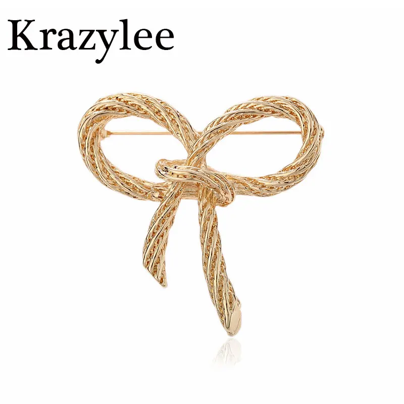 

Krazylee Vintage Twisted Rope Gold Brooches Bowtie Bowknot Bow Tie Knot Brooch Pins Gift Dress Pin Accessories for women E765