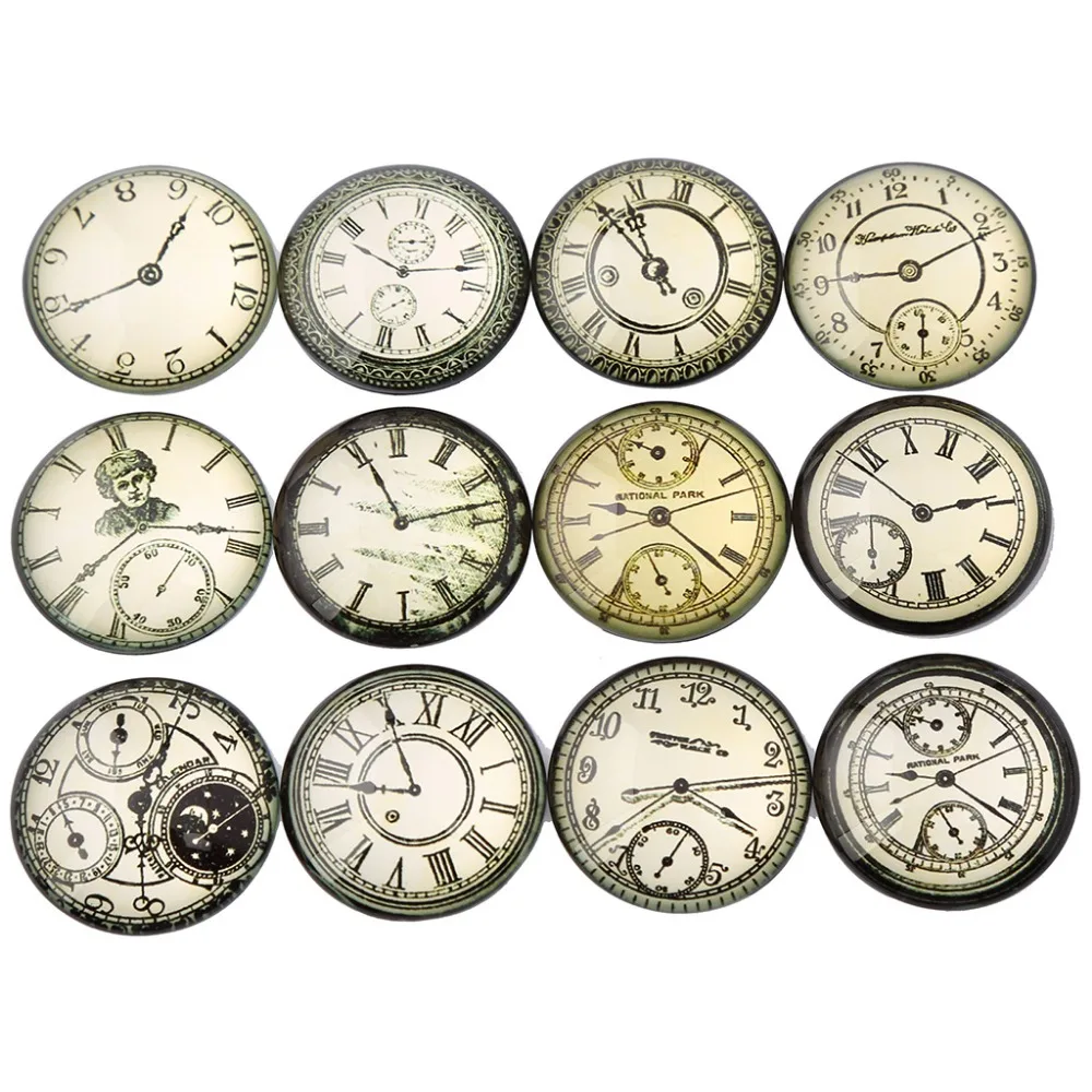 

shukaki mix vintage clock photo round glass cabochon 30mm 14mm 25mm 20mm 12mm diy jewelry findings for pendant necklace