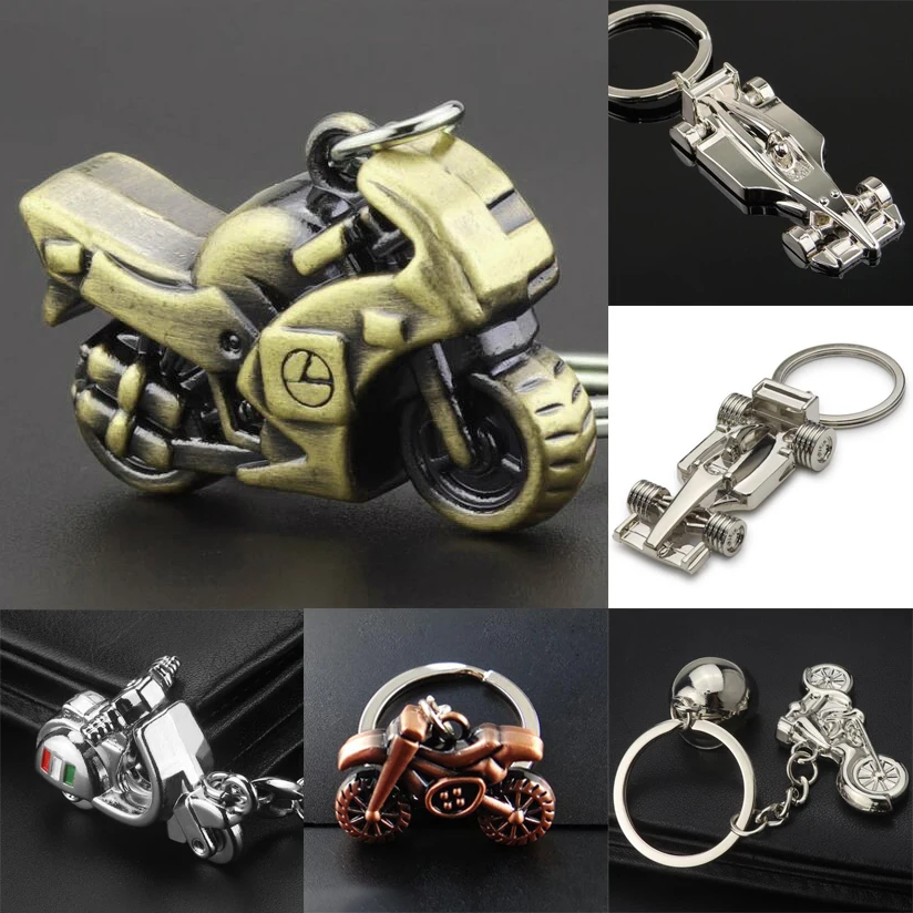 

Keychains For Men Car Bag KeyRing Motorcycle Electric Car Racing Car Silver Stainless Steel Jewelry Gift Fashion