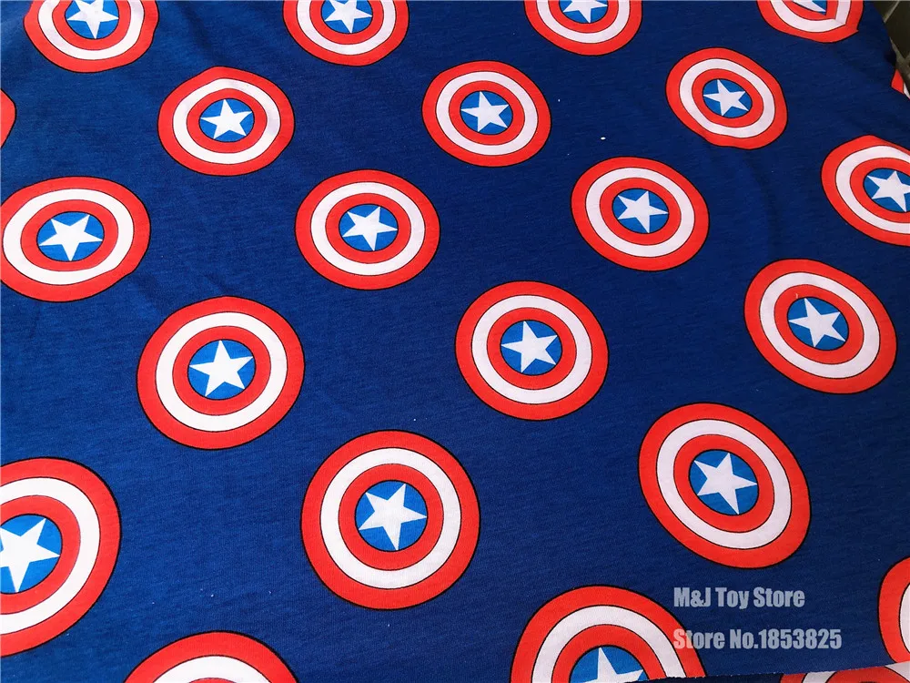 50X188 см Мстители Капитан Америка щит трикотажные хлопчатобумажные ткани лоскутное DIY мальчик ткань материал вышитая Футболка