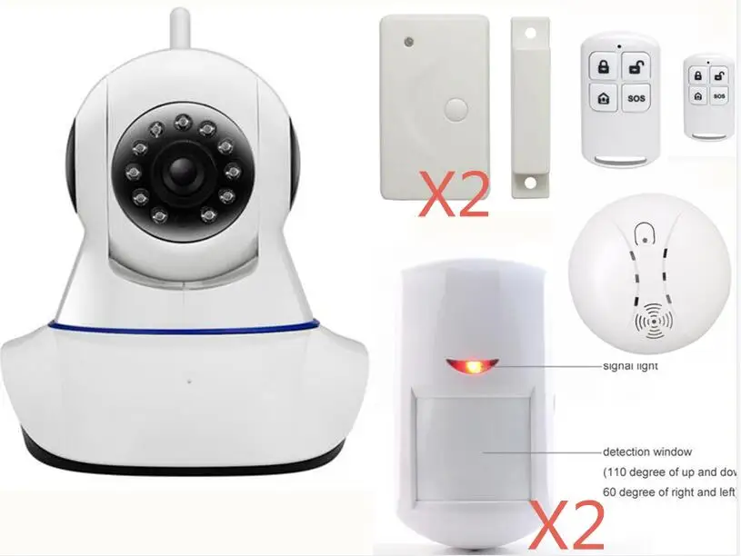 Wireless Andorid IOS app control 720P IP Camera WiFi Alarm System Home door gap Burglar smoke