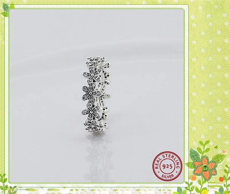 925 пробы серебро завораживающее украшение с луговыми цветами кольца «Неделька» для Для женщин ювелирные изделия Особенности Нежный с цветами с прозрачными камнями FLR041