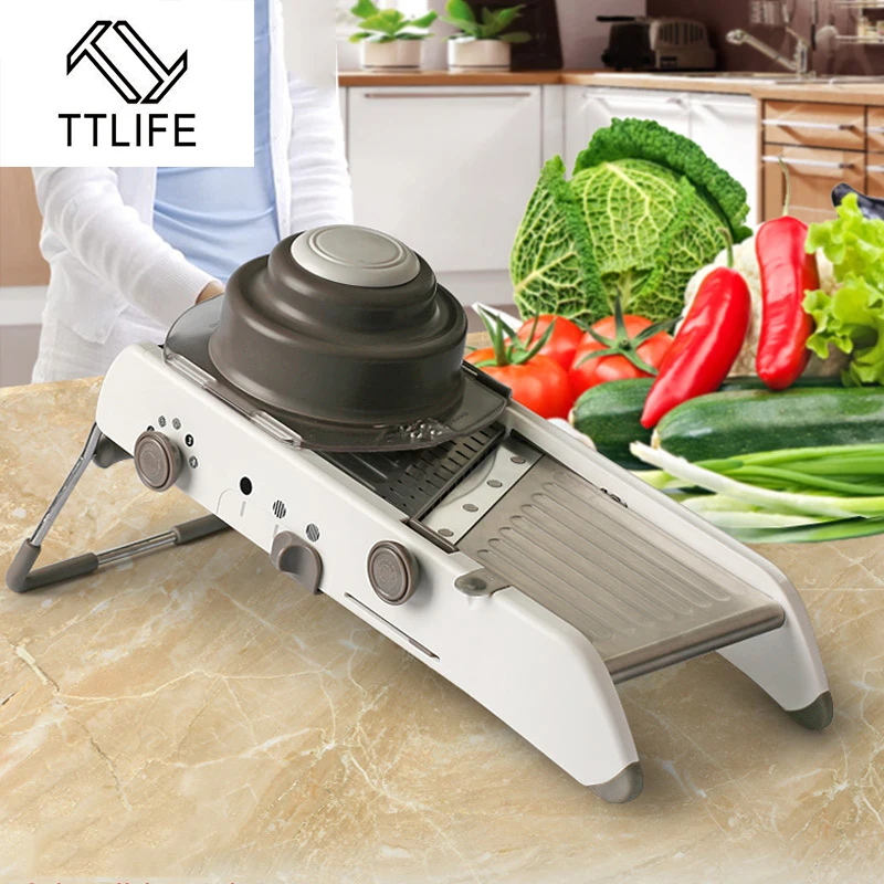  TTLIFE Adjustable Mandoline Slicer Professional Grater with 304 Stainless Steel Blades Vegetable Cutter Kitchen Tools 