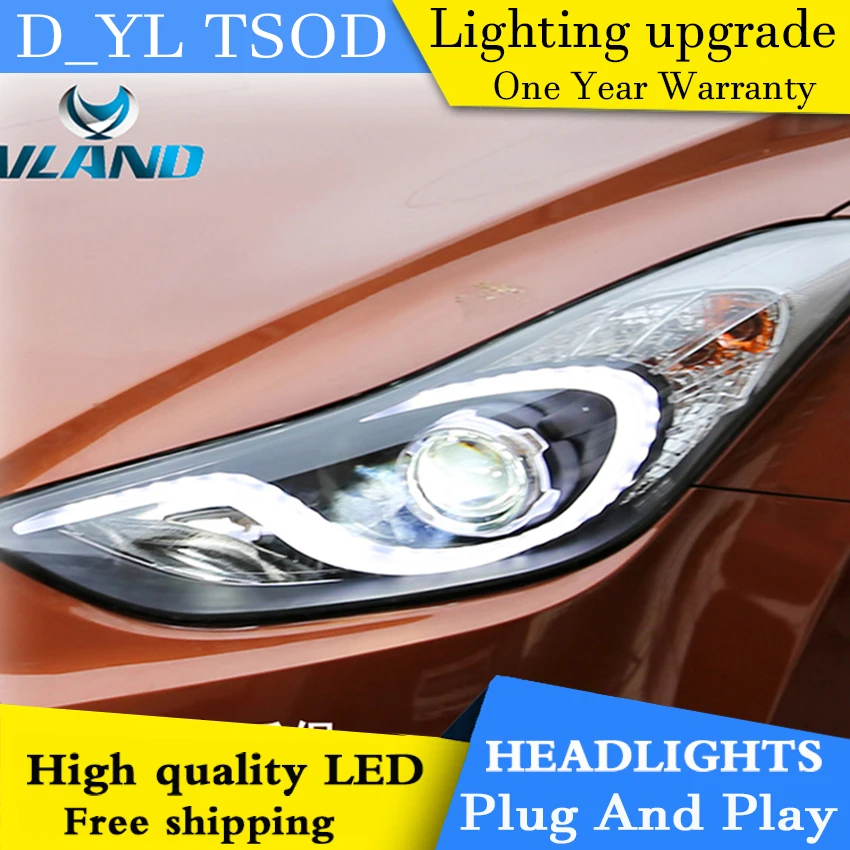 D YL Car Styling for Hyundai Elantra Headlights 2012 2015 Elantra LED