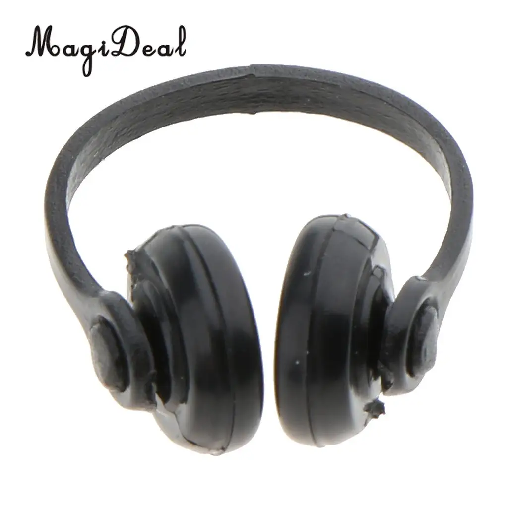 One PIece 1/12 Scale Dollhouse Miniature Decoration Accessories Black Earphone Headphone Headset Model Children Kids Toy