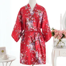 Винтажная Женская атласная короткая ночная рубашка для сна китайский женский халат платье винтажное кимоно юката Lounge ночное белье пижамы
