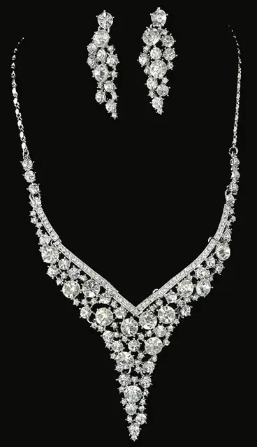 India Bridal Wedding Jewelry Sets Topaz Color Czech Stone Necklace