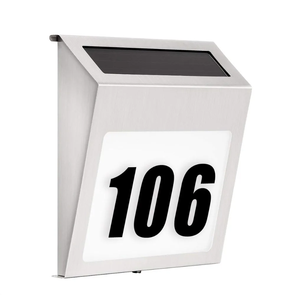 

Solar Lighted Address Sign Number Decorative Plaque Door Number Apartment Number Outdoor Lighting Doorplate LED Solar Lamp