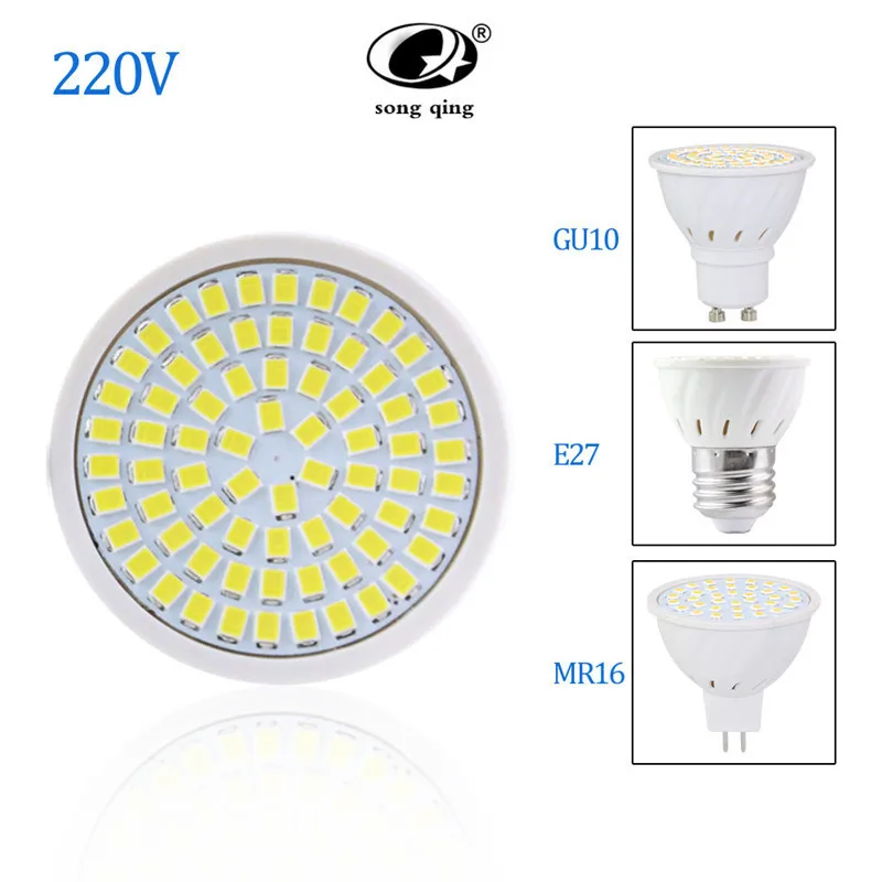 10 шт./лот супер яркий SMD 2835 GU10 LED лампа 220 В светодиодный прожектор 7 Вт 10 Вт 12 Вт 36 54 60leds Лампочки LED для дома люстра