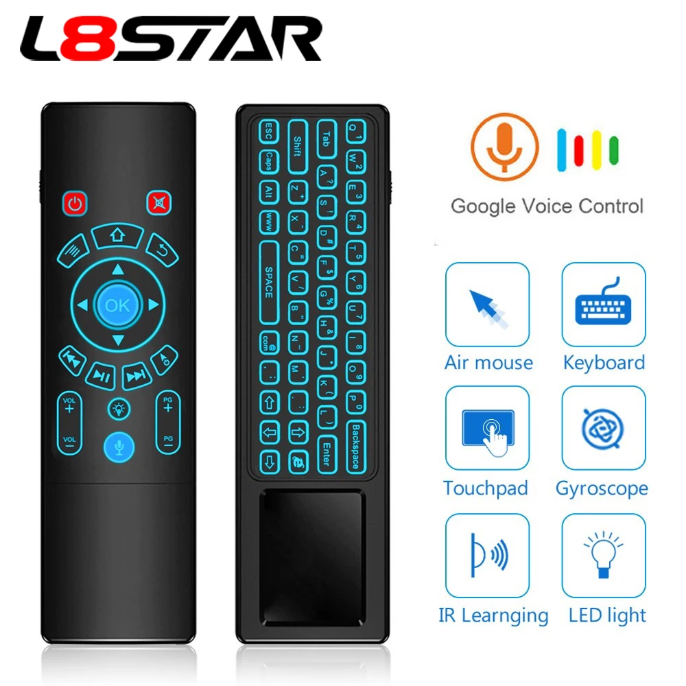 

L8star T6 Plus Air Mouse keyboard Backlight touchpad IR Backlit Wireless voice Remote Control for smart Android SetTop TV Box