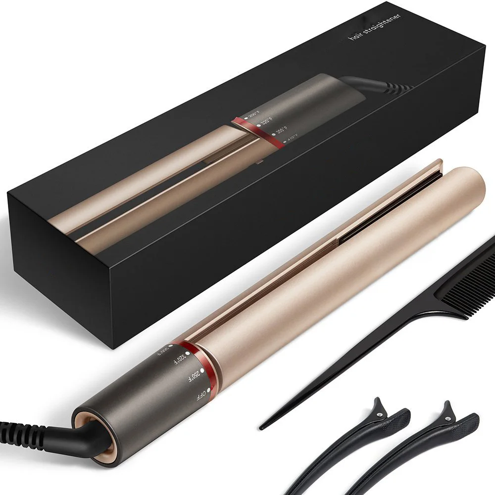 

2 In 1 Tourmaline Ceramic Flat Iron For Hair Styling With Rotating Adjustable Salon Temperature Professional Hair Straightener