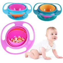 Детское обучающее блюдо для кормления милая детская Гироскопическая чаша для кормления 360 вращающиеся Непроливающиеся чаши пищевой PP баланс чаша детская посуда