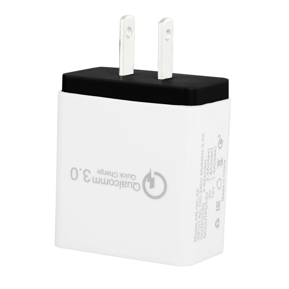 US Plug 3 порта 18 Вт портативное зарядное устройство USB для путешествий Быстрая