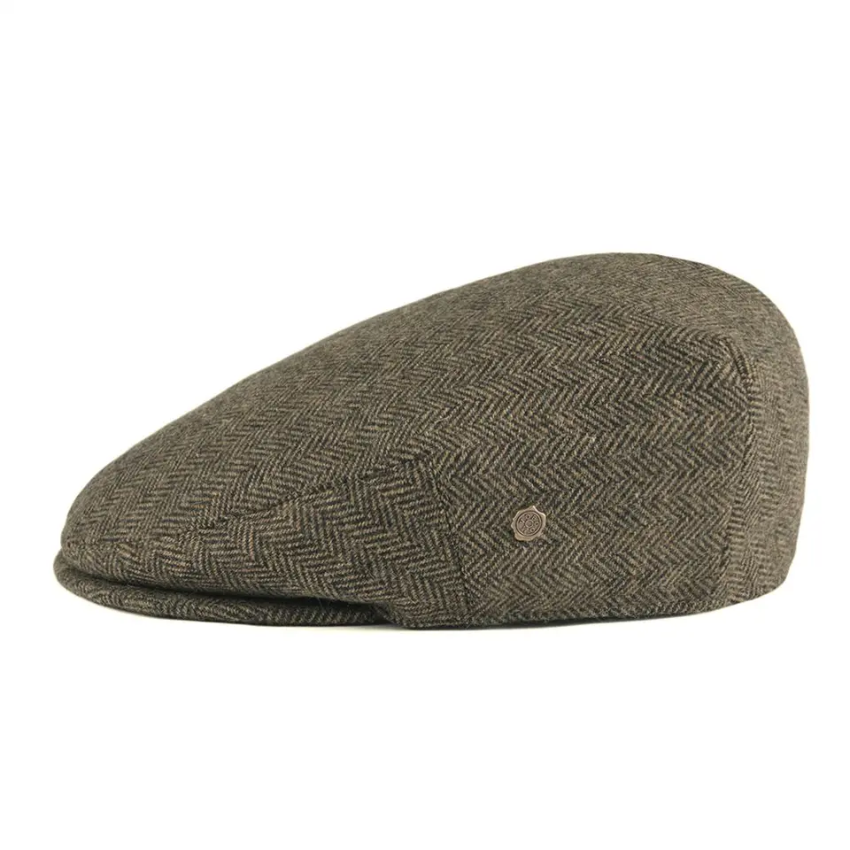 tweed herringbone flat cap