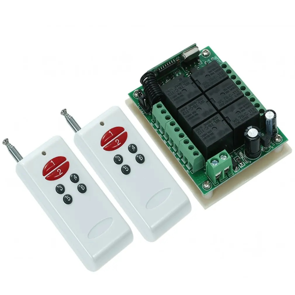 

2 in 1 Wireless 12V 6 Channel 6-Way Module Learning Switch & 2pcs 6-Button Wireless Remote Controller Set