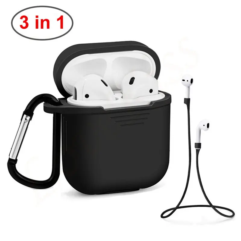 

Soft Silicone Case For Apple Airpods Cover Protector Sleeve Bag Pouch Cover Shockproof Pouch Air Pods Earphone Anti Lost Strap
