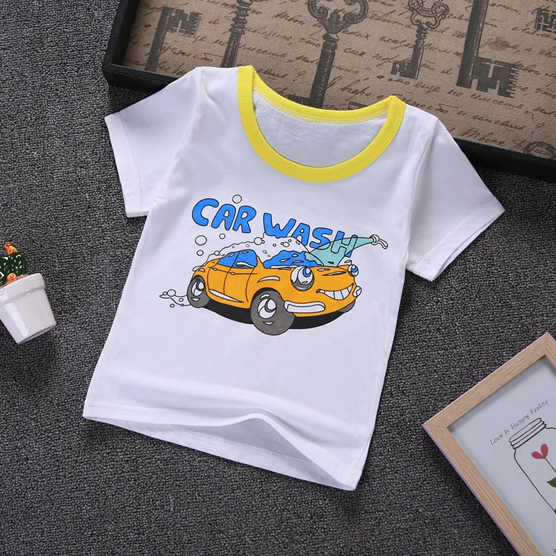 Г. Новая летняя детская футболка с короткими рукавами футболка для маленьких мальчиков и девочек с героями мультфильмов качественная хлопковая детская одежда, футболка - Цвет: car