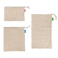 1 шт. модные многоразовые хлопковые сетчатые моющиеся мешочки на шнурке для фруктов и овощей