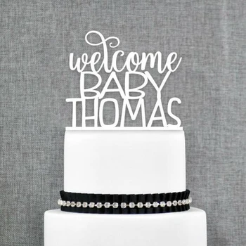 

Personalized Welcome Baby Name Shower Sign Cake Topper ,For Kids Birthday Baby Shower /Gender Reveal decor unique Cake Topper