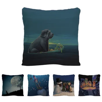 

Great Waves Cushion Cover Decorative Pillow For Car Covers Blue Sea Sky Pillow Case Cotton Linen Snowman Home Decor Pillowcase