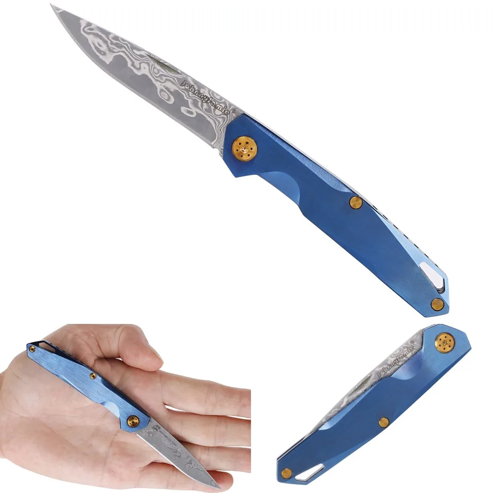 

JohnnyJamie Mini UK PEN 2 Knife C94 2.36" 40g VG10 Damascus Folding pocket Knife Tactical EDC gear Knifes