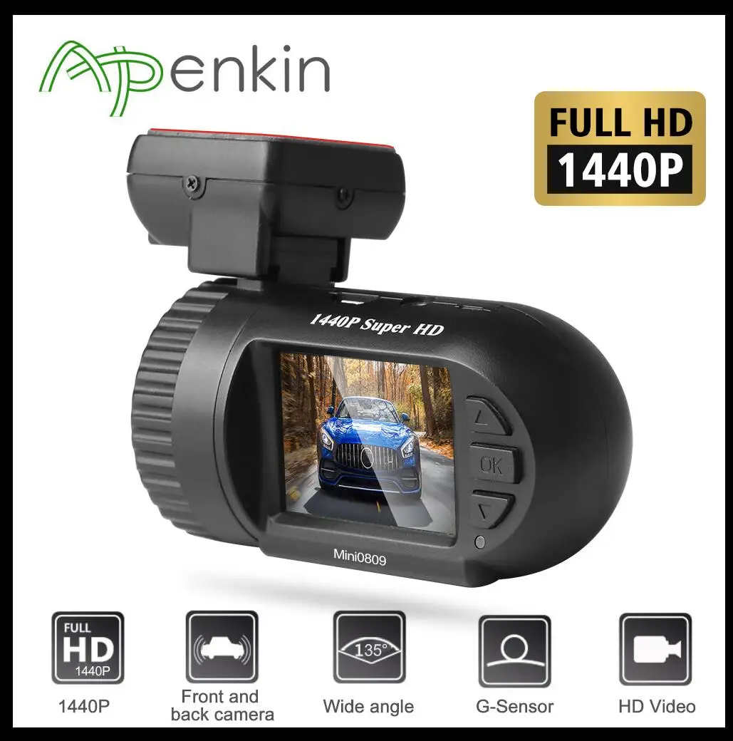 Arpenkin Mini 0809 upgrade mini0805 Dash Cam Автомобильный видеорегистратор Камера Super HD 1440P рекордер детектор движения g-сенсор gps регистратор dvr