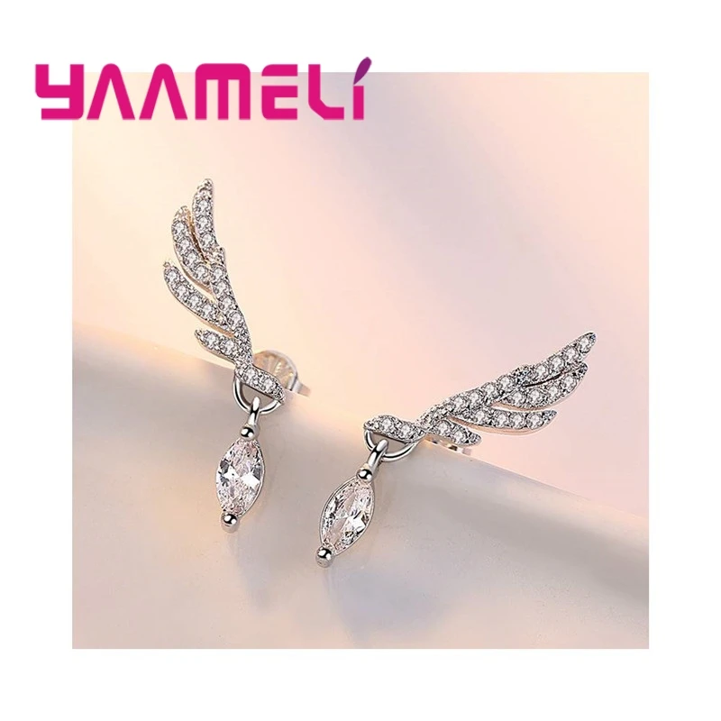 Символ свободы мечта милый романтический стиль 925 пробы серебряные милые крылья Форма летающие серьги для девушки подарок