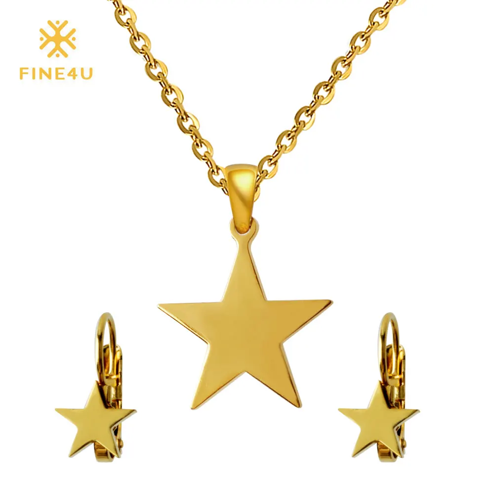 FINE4U N096 Модные туфли с градиентом включает в себя кулон и серьги набор 316L наборы