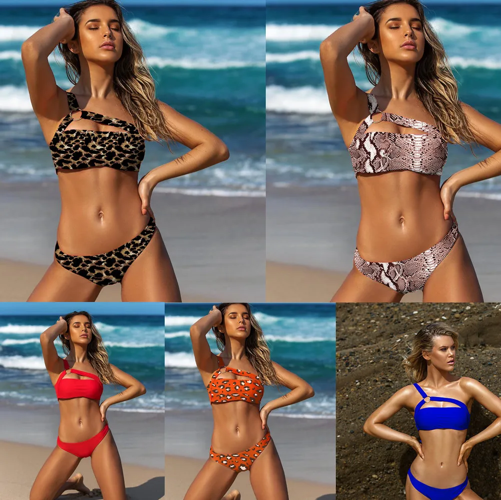

Swimwear Women New Sexy Solid Leopard Print Bikini With Underwire High Elasticity Bathing Suits Women Bikinis