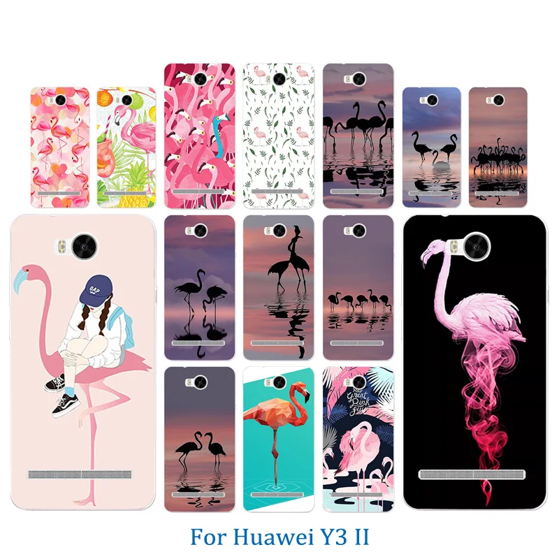 

Phone Case for Huawei Y3 II Y3 2 Flamingos Pattern Skin Soft TPU Back Silicone Bag for Y3 2/Y3II-U22/ LUA-U22/Lua-L21 Back Cover