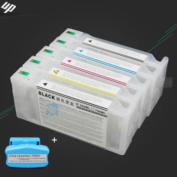 

350ml 5pcs Refillable Ink Cartridge for epson pro 7700 9700 7710 9710 with chip +1pcs chip resetter