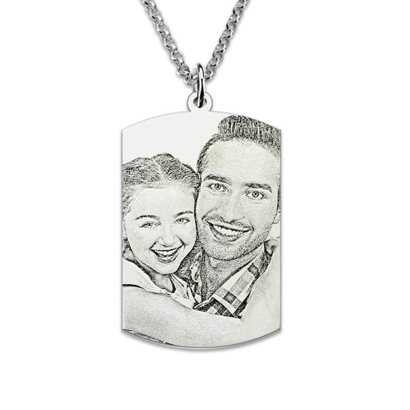 Sterling Silver Engraved Photo Dog Tag Memorial Jewelry Men Gift Pictutre Necklace Photo Dog Tag Father's Day Gift Sterling Silver Engraved Photo Dog Tag Memorial Jewelry Men Gift Pictutre Necklace Photo Dog Tag Father's Day Gift
