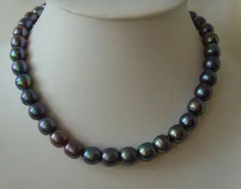 

free shipping 000709 tahitian black green red baroque pearl necklace
