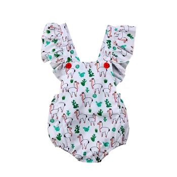 

Newborn Toddler Baby Girls Summer Clothes Backless Romper Sheep Pattern Girls Sunsuit Outfits