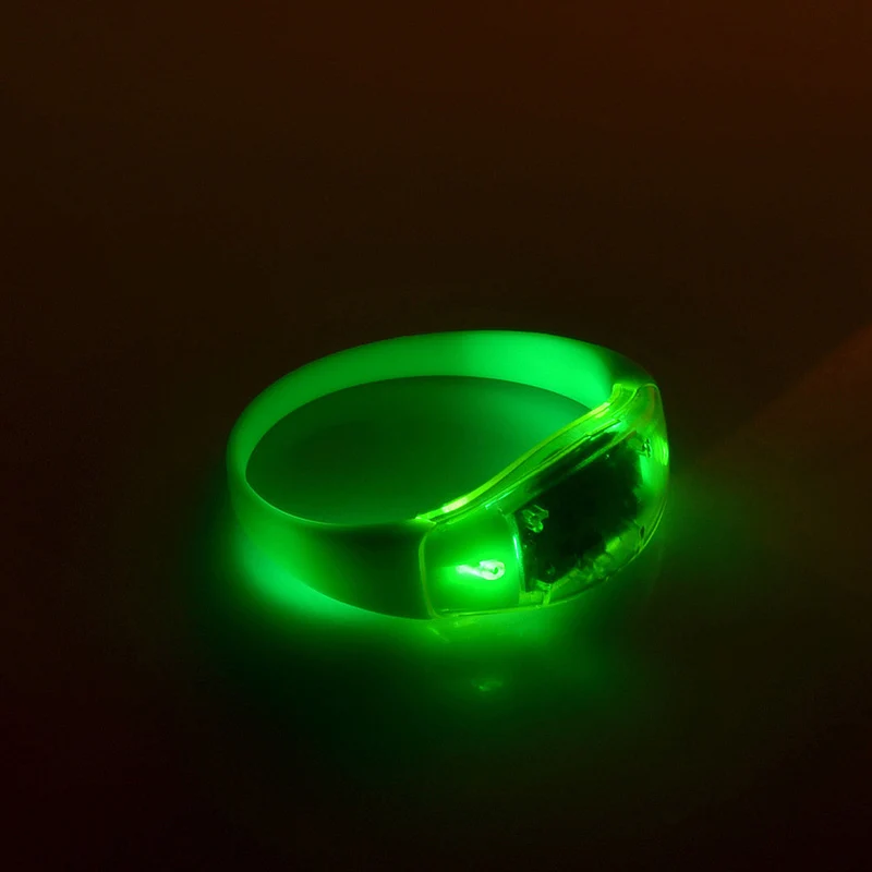 Светящийся светодиодный силиконовый браслет со звуком и вибрацией, светящийся браслет на день рождения, праздничные вечерние браслеты - Цвет: Зеленый