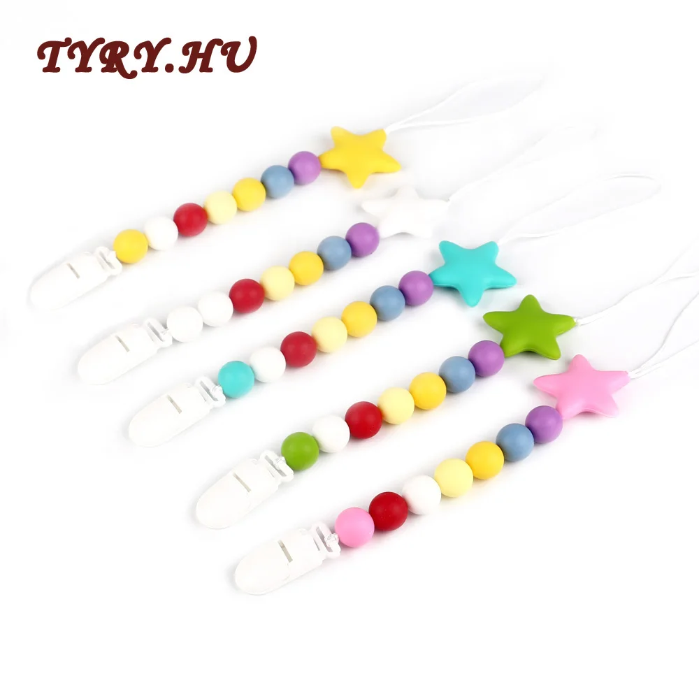 

TYRY.HU Original Star Teething Pacifier Chain Holder Clip Baby For Nipple Baby Chew Mordedor