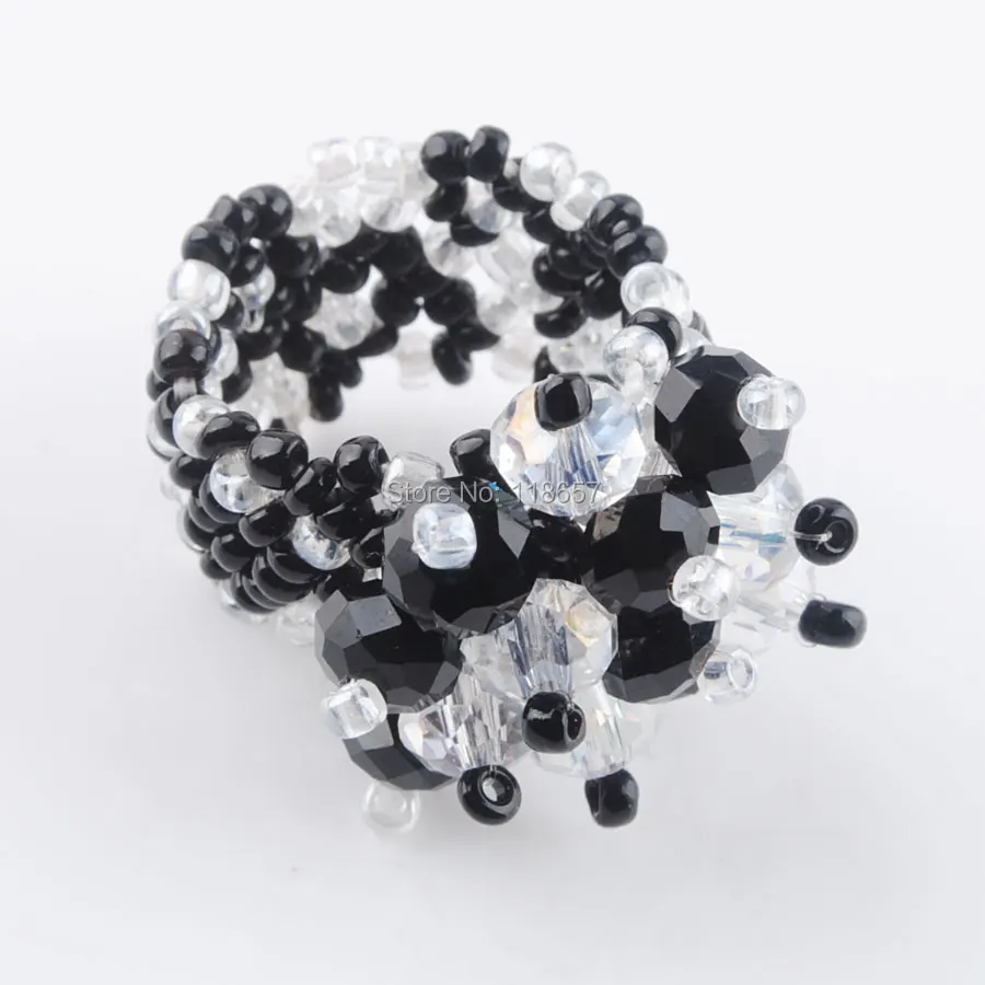 Free shipping New Fashion Crystal Faceted Beads Stretch Finger Ring US 6~10 IJ3004 | Украшения и аксессуары