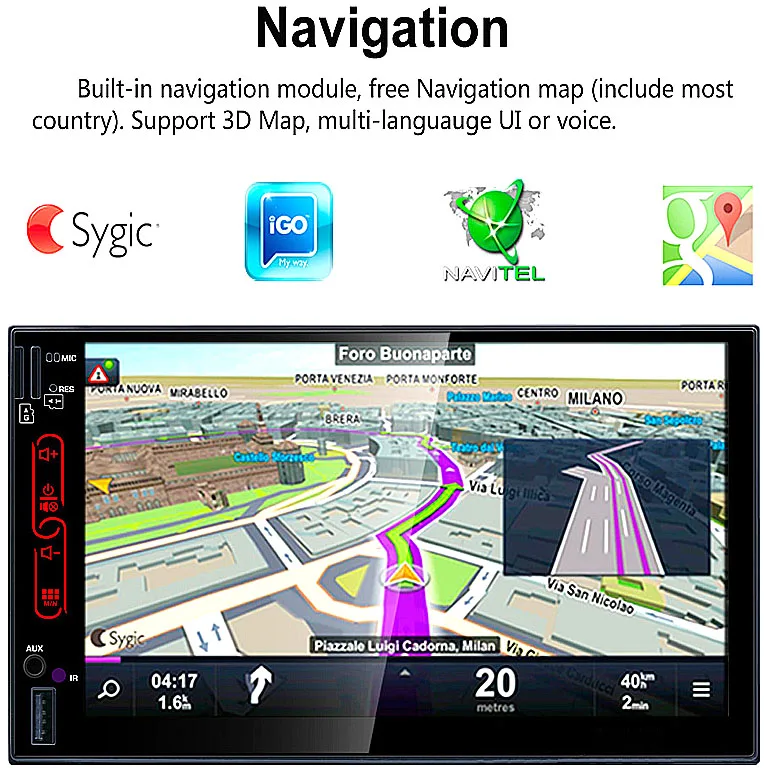 7HD Car Multimedia Player For Universal Quad Core Android 6.0 1024600 HD Full Touch Screen Double 2 Din Car Radio Head Unit (6)