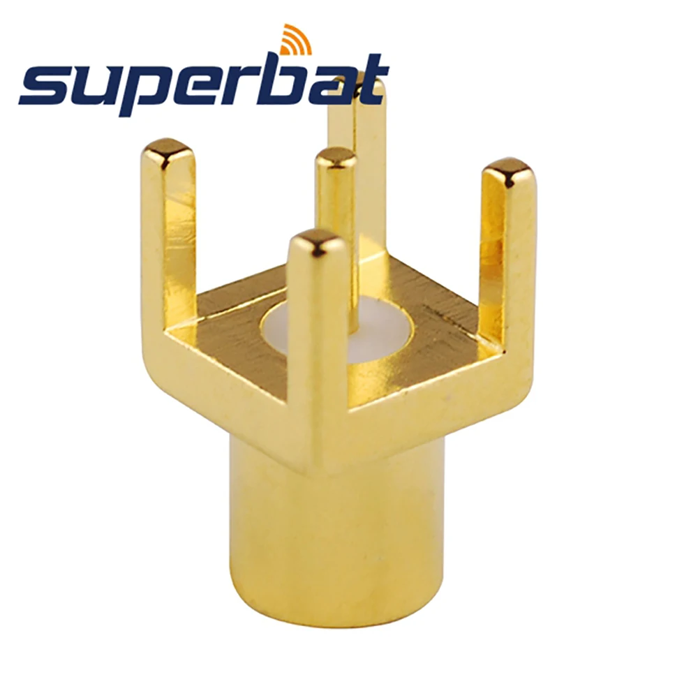 Superbat-10 piezas, 75ohm, MCX, agujero pasante hembra, montaje PCB con conector RF de poste de soldadura