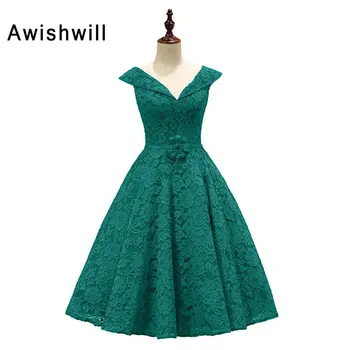 

Vestido Baile Longo 2020 Real Photo Cap Sleeve V-neck Vintage Evening Dress for Party Lace Short Prom Dress Wedding Party Dress