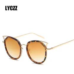 LYCZZ Мода 2018 Милое сексуальное металлические солнцезащитные очки кошачий глаз Для женщин UV400 Coloful светоотражающие солнцезащитные очки для