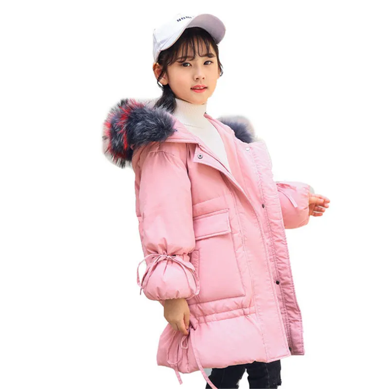 

Winter Children White Duck Down Jackets Girls Thicken Warm Long Parkas Teenage Baby Raccoon Fur Hooded Coats Kids Clothing G17