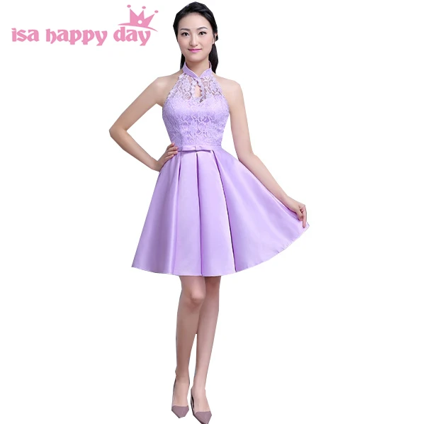 Robe De Soiree 2017 Halter Mesh Lavender Bridesmaid Bridemaid Dress Robe De Soiree 2017 Halter Mesh Lavender Bridesmaid Bridemaid Dress Short Formal Purple Bridesmaids Dresses For